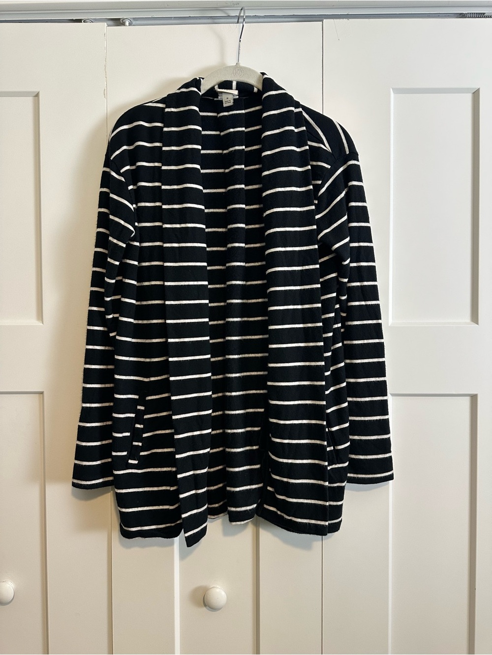 a new day Black and White Striped Open-Front Cardigan